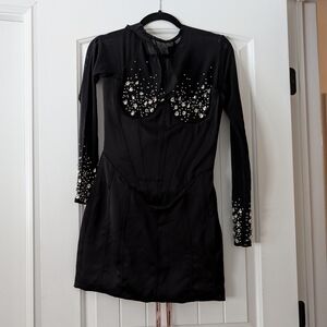 House of CB Black Dress with Pearl Embellishments